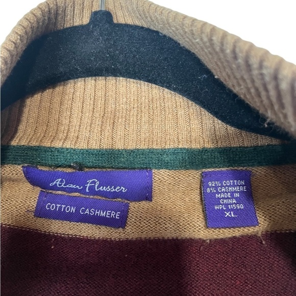 Alan Flusser Mens Sweater Size XL Multicolored striped 3/4 zip Mock Neck - Picture 4 of 7